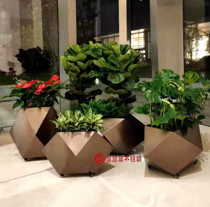廠家定做酒店別墅園林景觀種植不銹鋼花盆 市政工程烤漆花箱容器