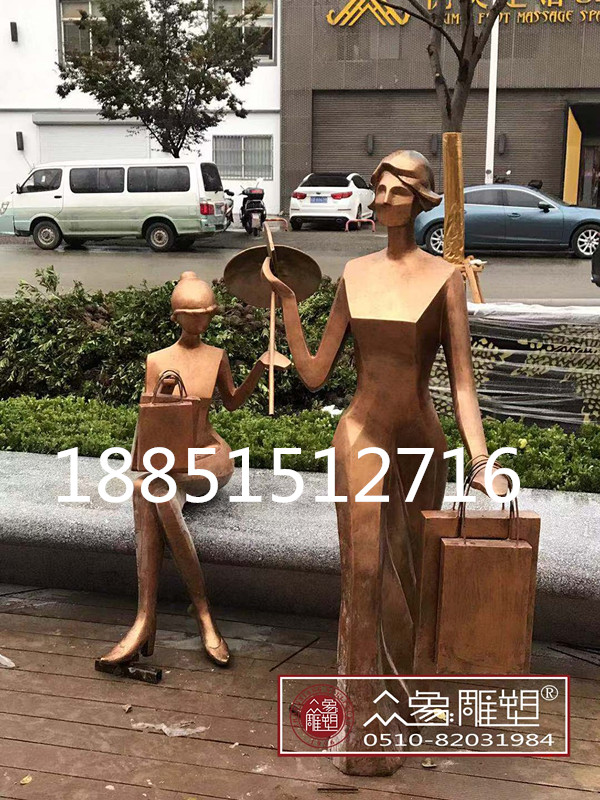 露天廣場游玩玻璃鋼仿銅人物雕塑