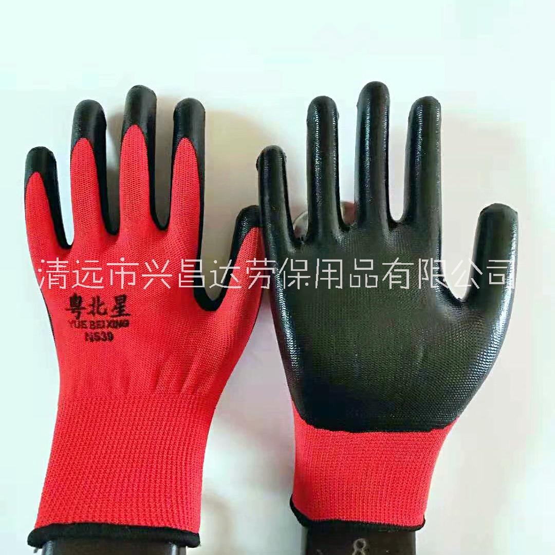 粵北星工作防護(hù) 止滑耐磨 膠面手套 搬運(yùn)手套 勞保手套 涂膠手套工地勞保用品  粵北星耐磨勞保手套