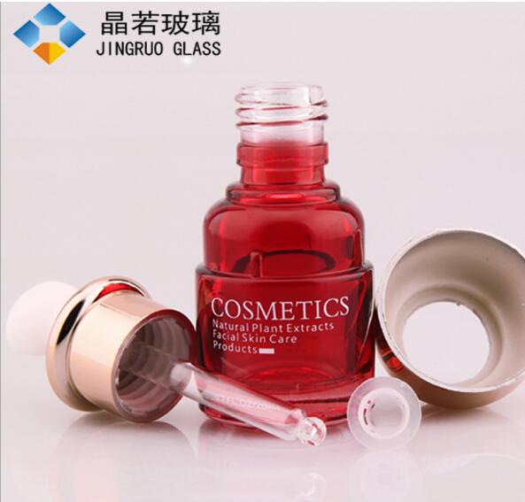 現(xiàn)貨批發(fā)30ml肩套瓶精華液瓶滴管瓶化妝品瓶定做噴涂絲印燙金工藝