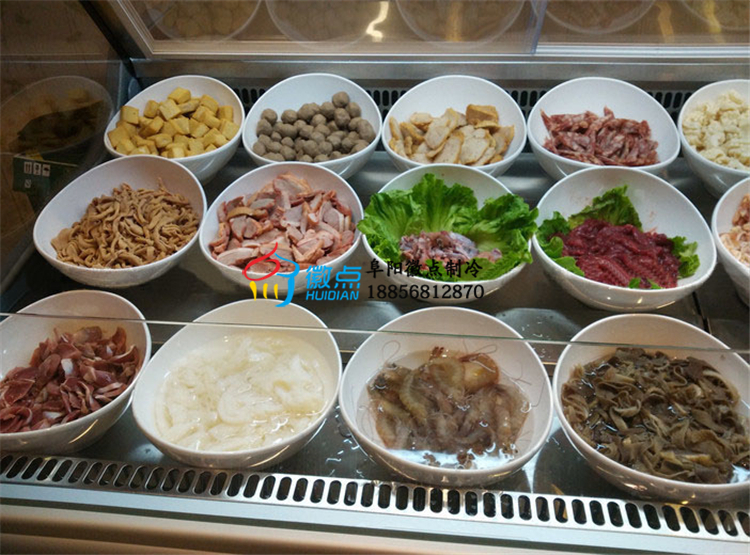 供應(yīng)風(fēng)冷鹵肉店保鮮柜玻璃罩熟食展示柜火鍋?zhàn)灾忘c(diǎn)菜柜