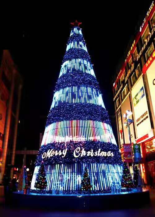 五彩繽紛發(fā)光圣誕樹裝飾圣誕節(jié)美陳10米圣誕樹出售圣誕節(jié)裝飾主題展 圣誕樹