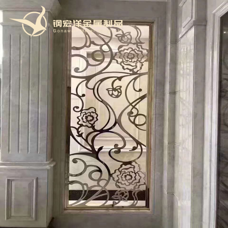 佛山廠家定制不銹鋼屏風(fēng)隔斷裝飾鏤空雕花金屬簡約后現(xiàn)代輕奢屏風(fēng)
