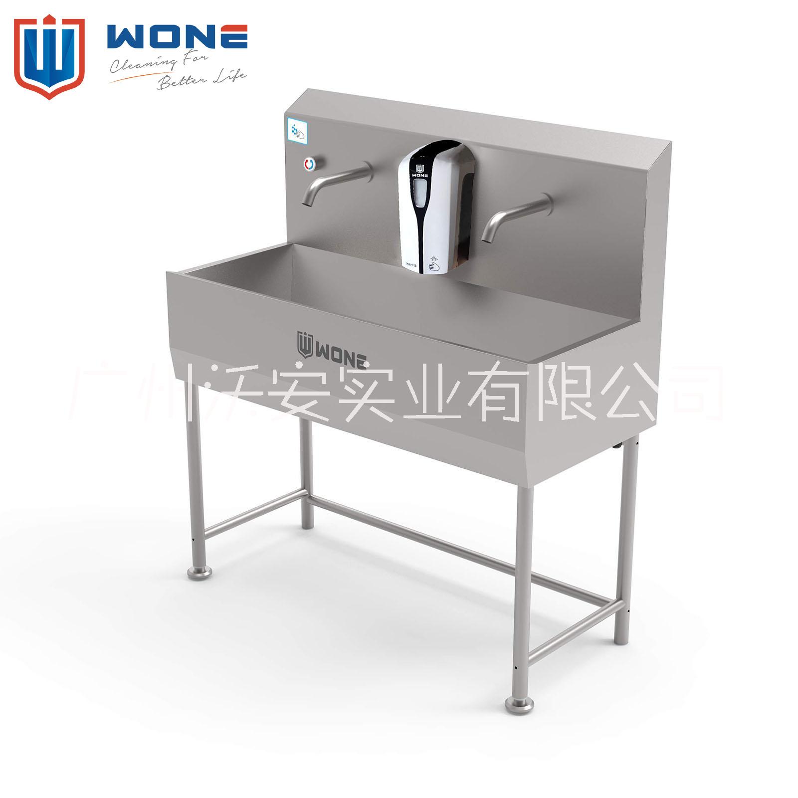 沃安雙工位不銹鋼洗手池 全自動感應(yīng)皂液消毒洗手池 食品廠用洗手池水槽 落地式感應(yīng)不銹鋼洗手池 雙工位不銹鋼洗手池