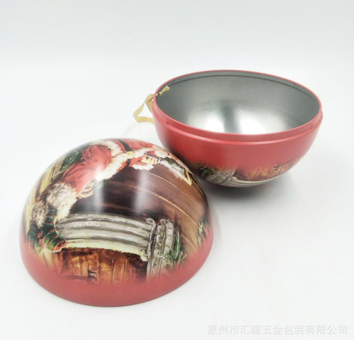 廠家直銷馬口鐵圣誕節(jié)球形禮品盒圣誕節(jié)糖果包裝盒鐵盒