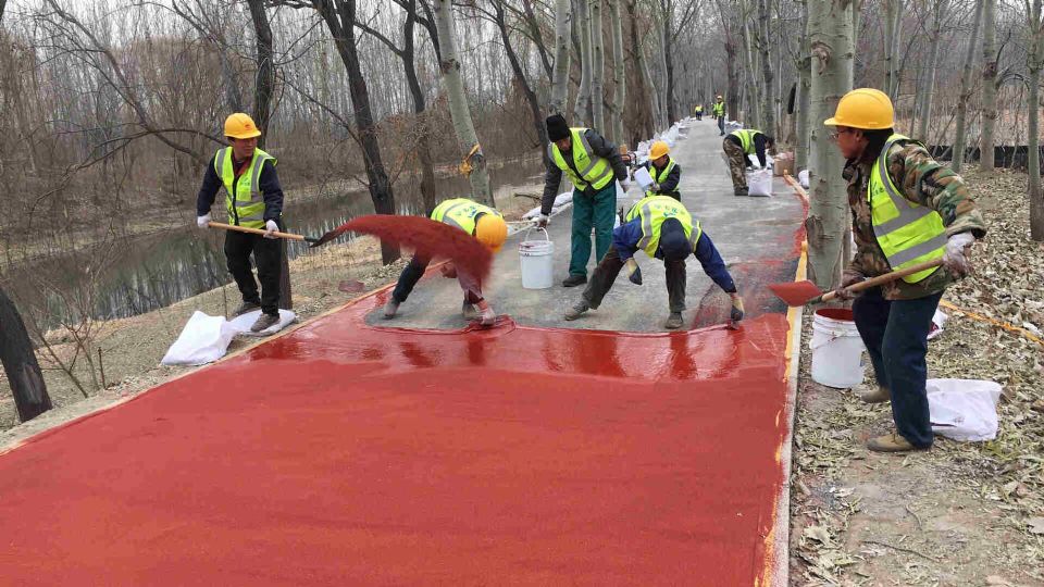 西安彩色防滑路面 陶瓷顆粒路面 彩色路面 防滑路面【大辰天宇】一站式服務(wù)