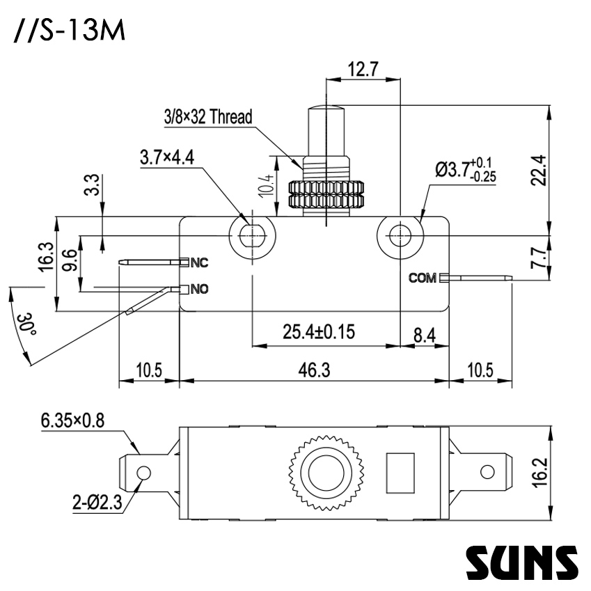 供應(yīng)SUNS美國三實S-13M通用型微動開關(guān)