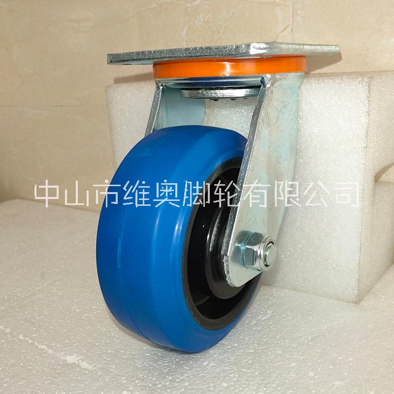 手推車輪子 6寸橡膠輪子 實芯橡膠輪 4寸5寸8寸 重型彈力橡膠靜音輪 重型藍(lán)色彈力橡膠輪