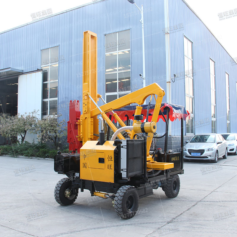 輪式空壓機(jī)一體公路護(hù)欄打樁機(jī) 經(jīng)濟(jì)*一天上百樁 廠家直銷多功能公路護(hù)欄打樁機(jī)