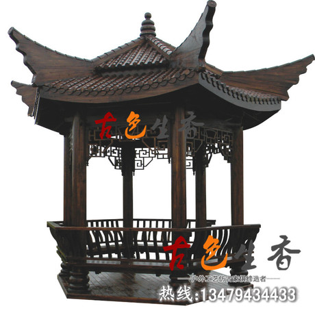 四角戶外涼亭 炭化處理仿古木亭子 重檐涼亭直銷