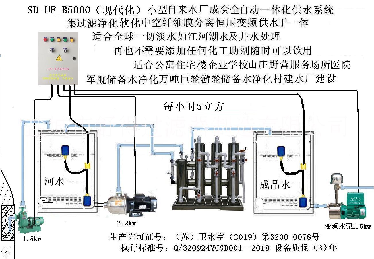 新型現(xiàn)代化農(nóng)村水廠河水江水全自動(dòng)處理設(shè)備生產(chǎn)線 SD-UF-B5000型凈水機(jī)