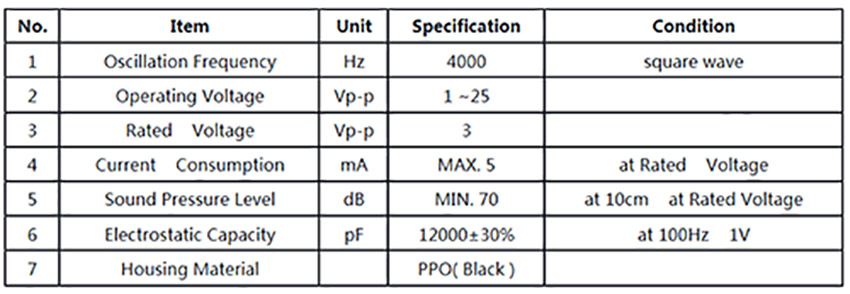 SC1306PT無源壓電式蜂鳴器