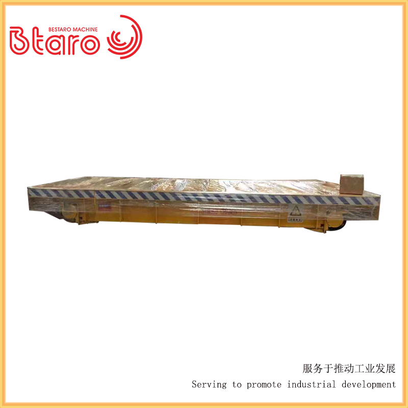 定制款軌道地平車工廠過(guò)跨運(yùn)輸工件用電機(jī)驅(qū)動(dòng)軌道電動(dòng)平板車