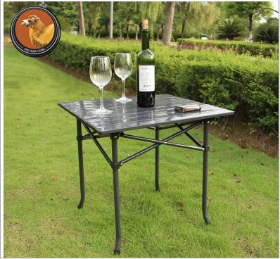 自由之舟駱駝鋁合金五件套便攜式折疊桌椅戶外野餐桌茶幾