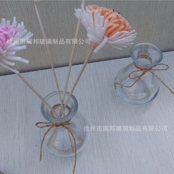 香薰玻璃瓶無火 彩色玻璃瓶插花瓶藤條熏香家用室內(nèi)除臭香薰瓶