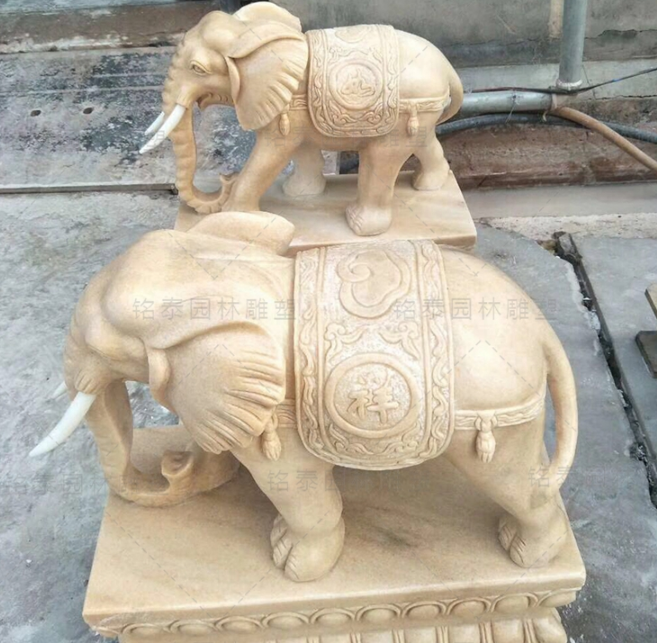 石雕大象 晚霞紅吉祥石象 一對公司門口擺放招財大象