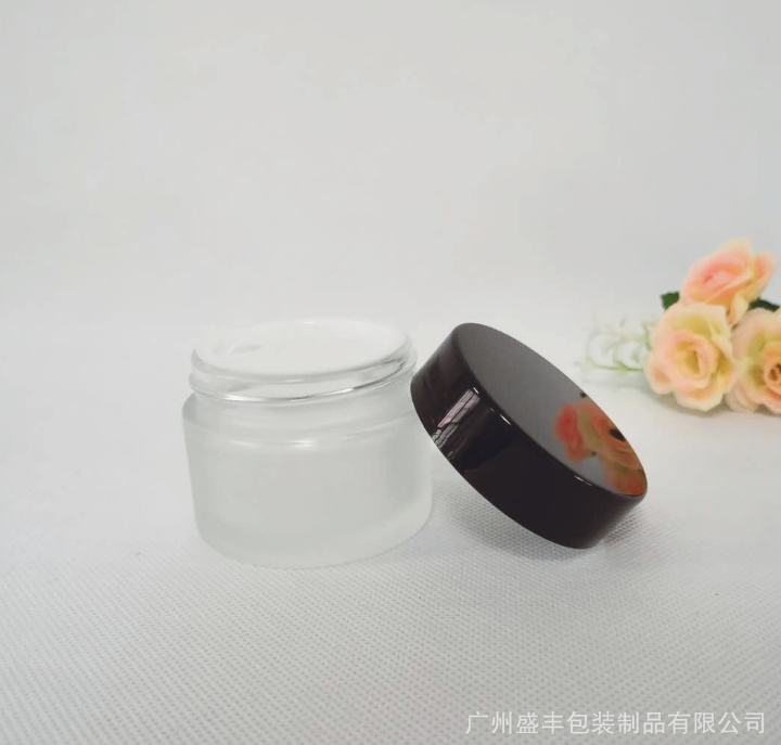 現(xiàn)貨 磨砂玻璃膏霜瓶 化妝品分裝瓶 透明玻璃面霜瓶 可定制log