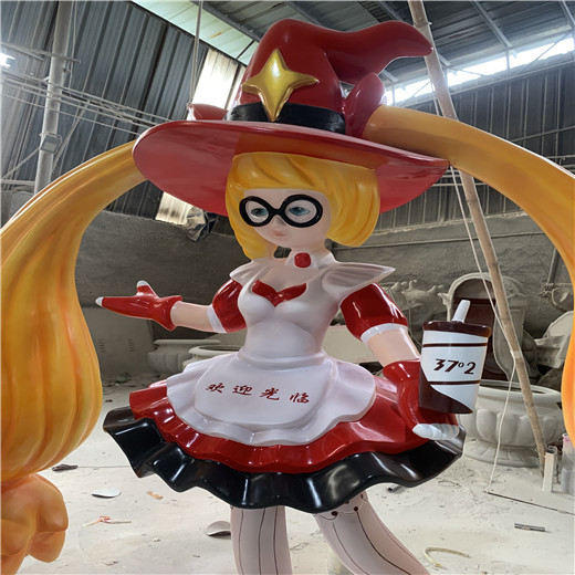 玻璃鋼動漫人物雕塑 肇慶卡通美少女雕塑 商城玻璃鋼公仔雕塑