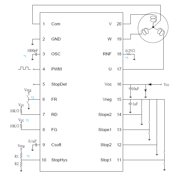 三相無(wú)傳感器風(fēng)扇電機(jī)驅(qū)動(dòng)IC-AM8959