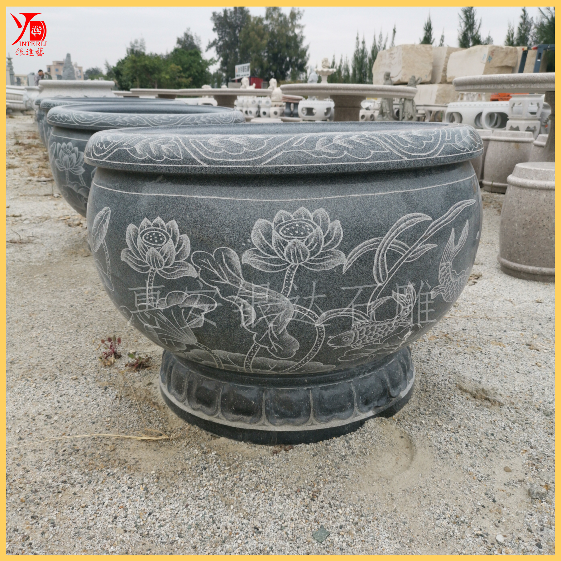 654花缽-廠家-供應(yīng)商芝麻黑石材花盆