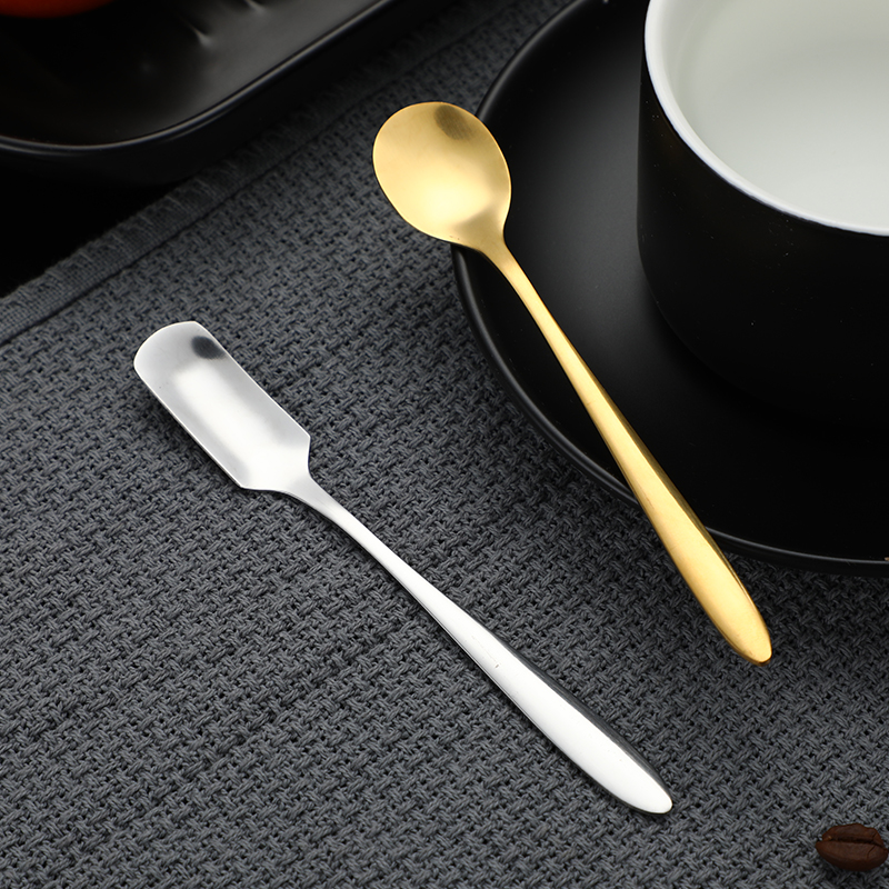 不銹鋼沙冰勺 方頭圓頭鍍金色沙冰勺 咖啡勺蜂蜜勺茶勺贈(zèng)品勺 不銹鋼沙冰方勺