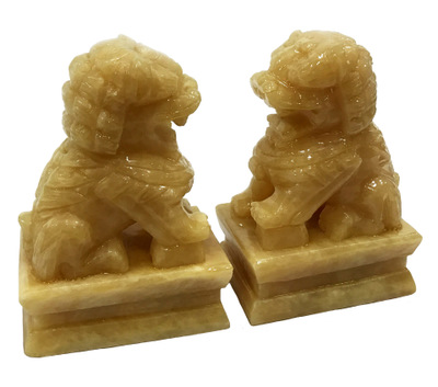 精雕米黃玉 玉石獅子裝飾擺件米黃玉工藝品一件代發(fā)