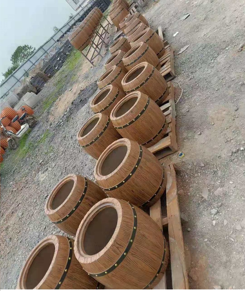 水泥仿木花桶花盆種植園林小品