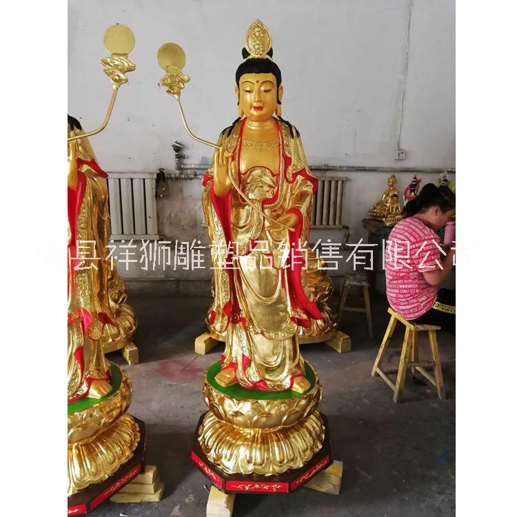 日光菩薩月光菩薩 鎏金現(xiàn)貨東方三圣 純銅西方三圣