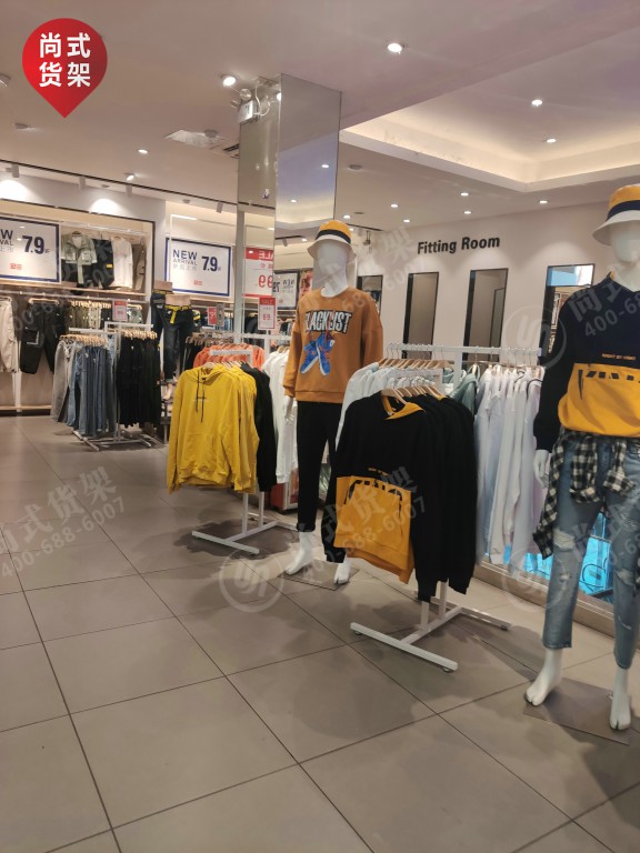 南昌時(shí)尚男裝貨架新中式服裝店展示柜落地中島衣架展示架