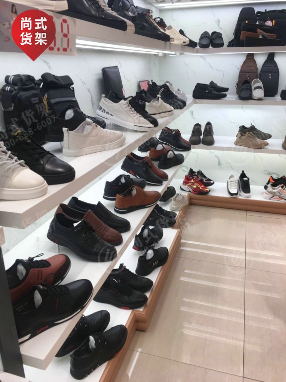 杭州熱風(fēng)貨架潮鞋展示柜安踏運(yùn)動(dòng)鞋貨架落地中島架白色定做
