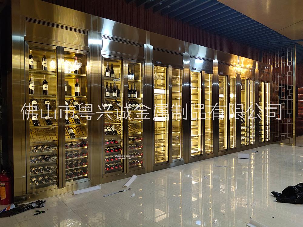 家用落地歐式展示架西餐廳會所別墅金屬酒窖不銹鋼恒溫酒柜紅酒架