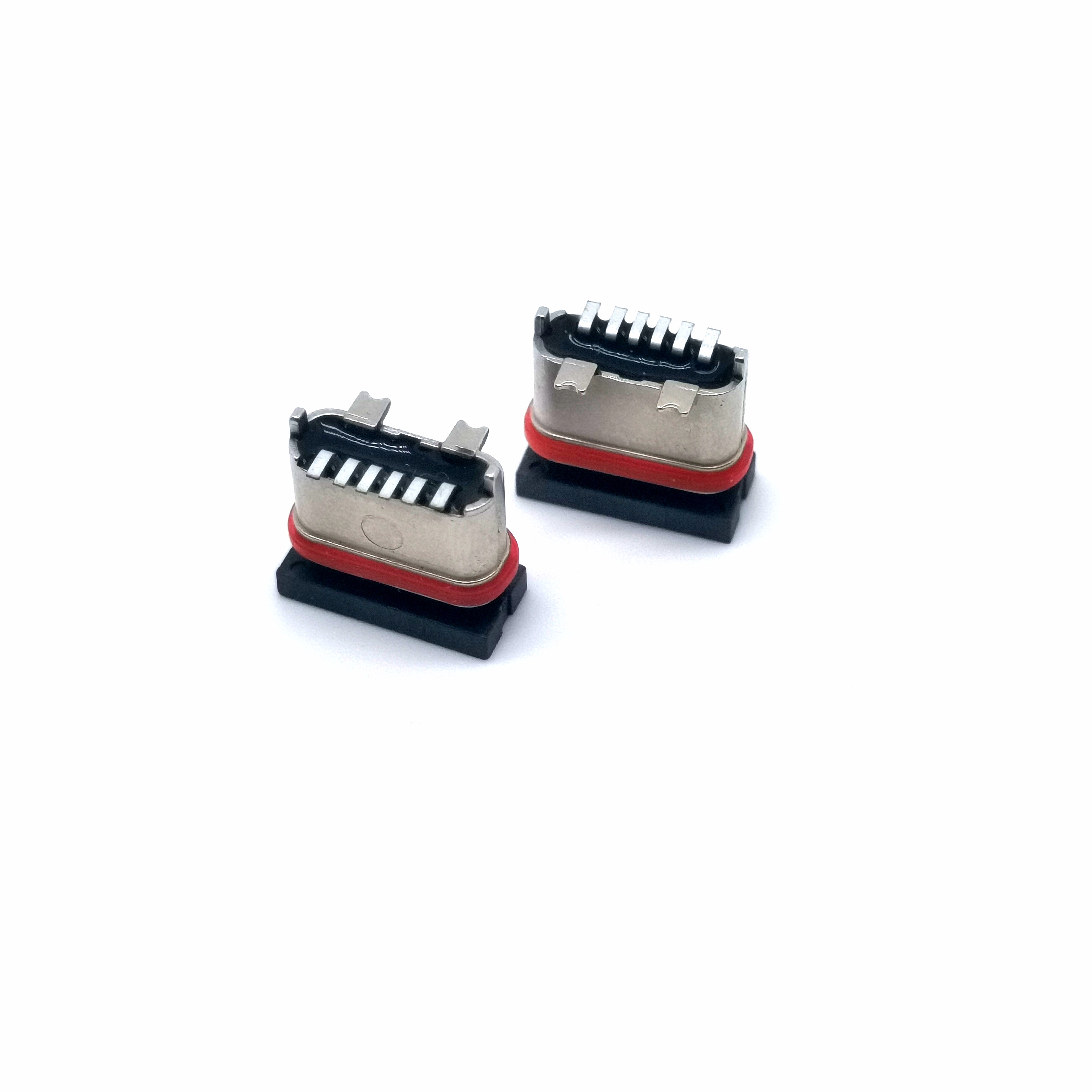 TYPE-C 16P立插防水母座 180度立式插板 H=6.5mm