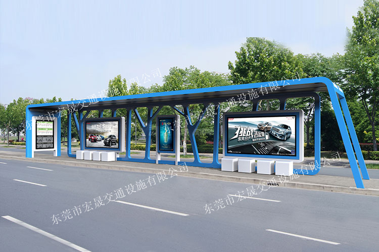 武漢中國風簡易公交站牌候車亭，宏晟智能多功能定制