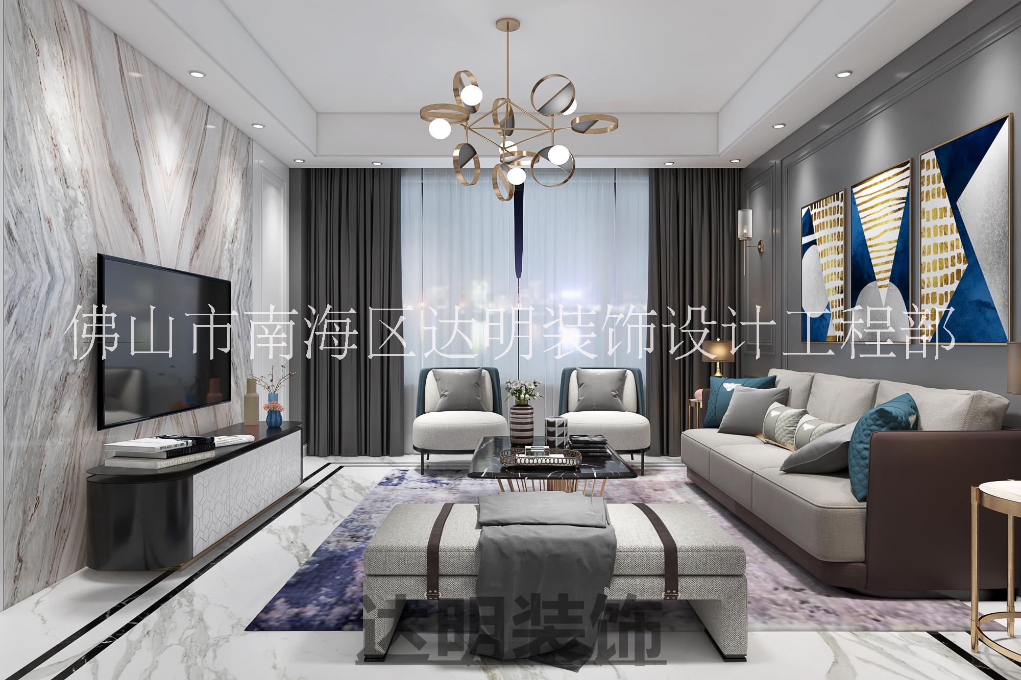 佛山禪城南海順德工裝寫(xiě)字樓辦公室家裝工裝半包全包裝修公司新中式客餐廳效果圖 廣東裝修新中式客餐廳效果圖