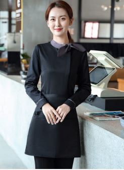酒店服務(wù)員工作服女餐飲春秋季西餐咖啡廳火鍋店工裝長袖男女襯衫