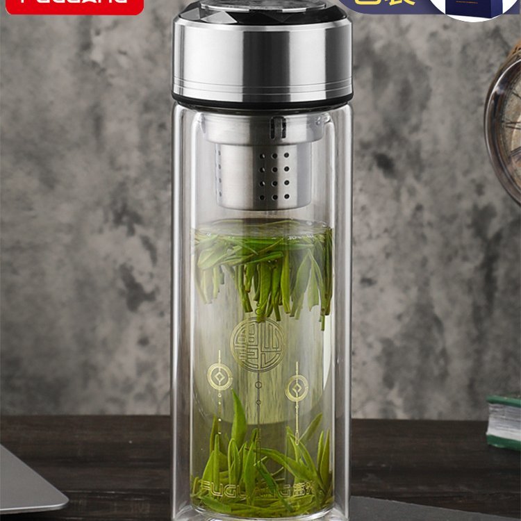 玻璃杯 水晶玻璃杯 商務(wù)禮品 雙層加厚過濾 家用送禮