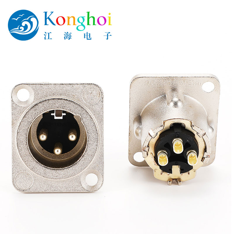江海廠家三芯卡儂D型公底座NC-3MD-LX電纜連接器