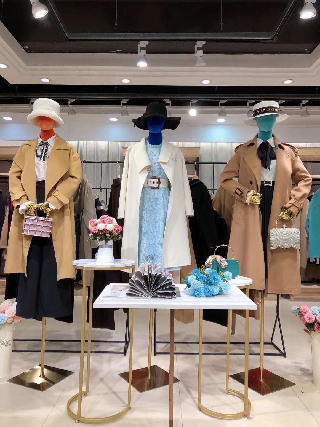 雙面羊絨大衣羅佧秀2021冬品牌折扣女裝庫(kù)存尾貨批發(fā)