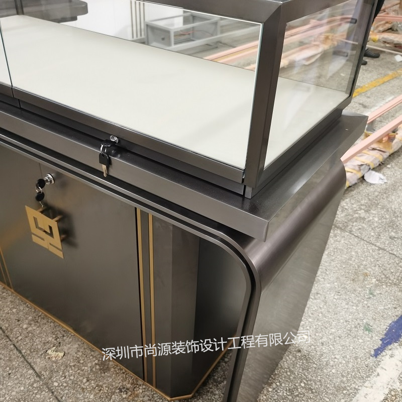尚源珠寶展柜定制,不銹鋼珠寶柜臺,塵境寶藏珠寶展柜
