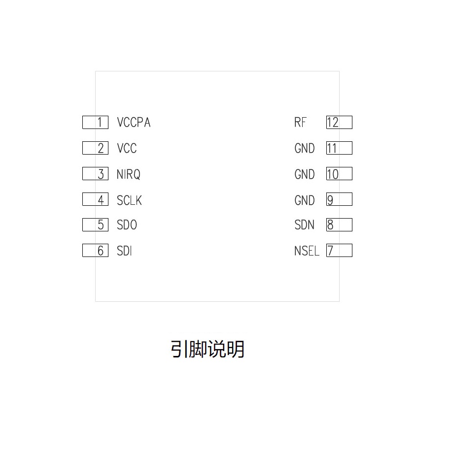 SI4463低功耗大功率串口小體積遠(yuǎn)距離窄帶spi模塊433M 868MHz N541AS-868M