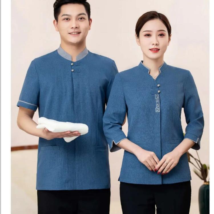酒店賓館客房阿姨保潔服 長(zhǎng)袖工服 家政保潔衣 工程服夏裝短袖套裝女