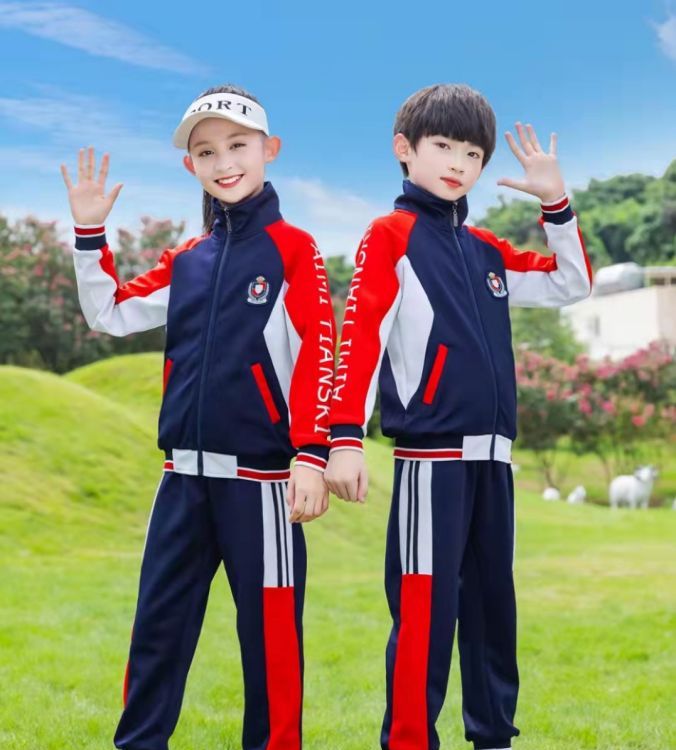兒童春秋季藍(lán)色校服 運(yùn)動(dòng)棒球服 套裝幼兒園園服 長袖新款小學(xué)生班服