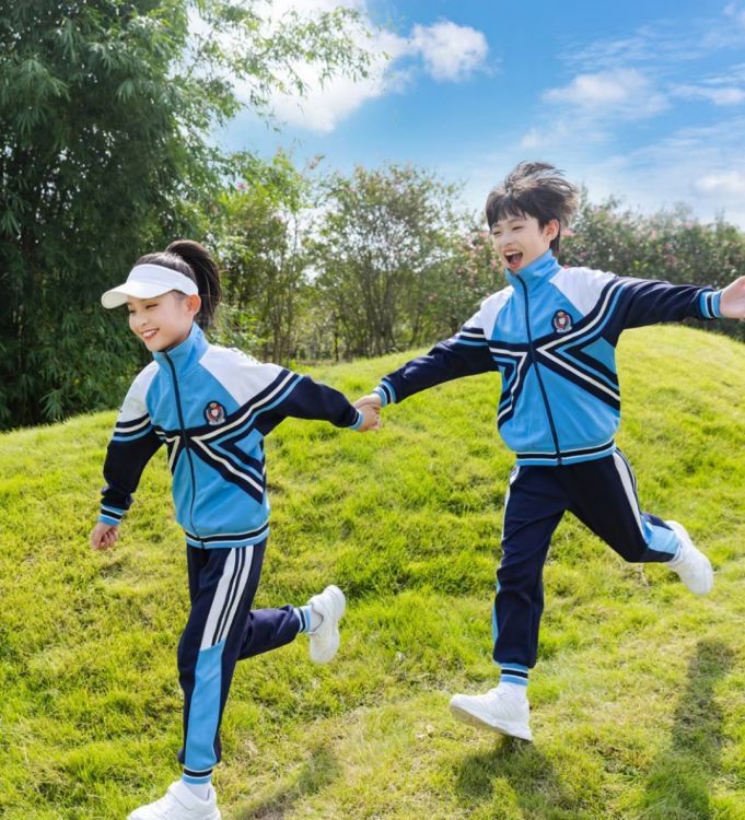 兒童春秋季藍(lán)色校服 運(yùn)動(dòng)棒球服 套裝幼兒園園服 長袖新款小學(xué)生班服