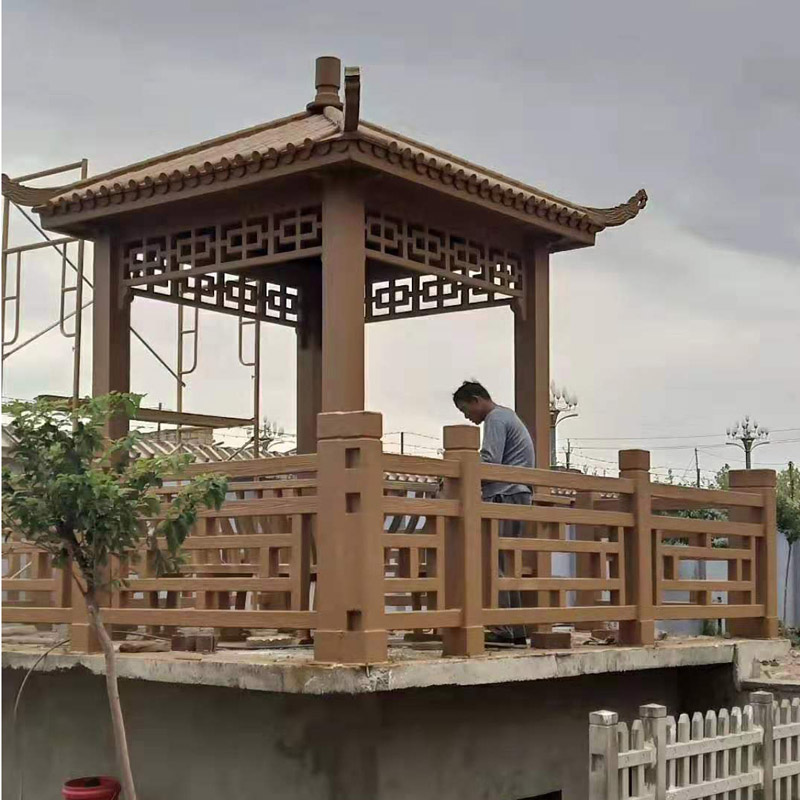 水泥仿木四角亭 水泥仿木護(hù)欄