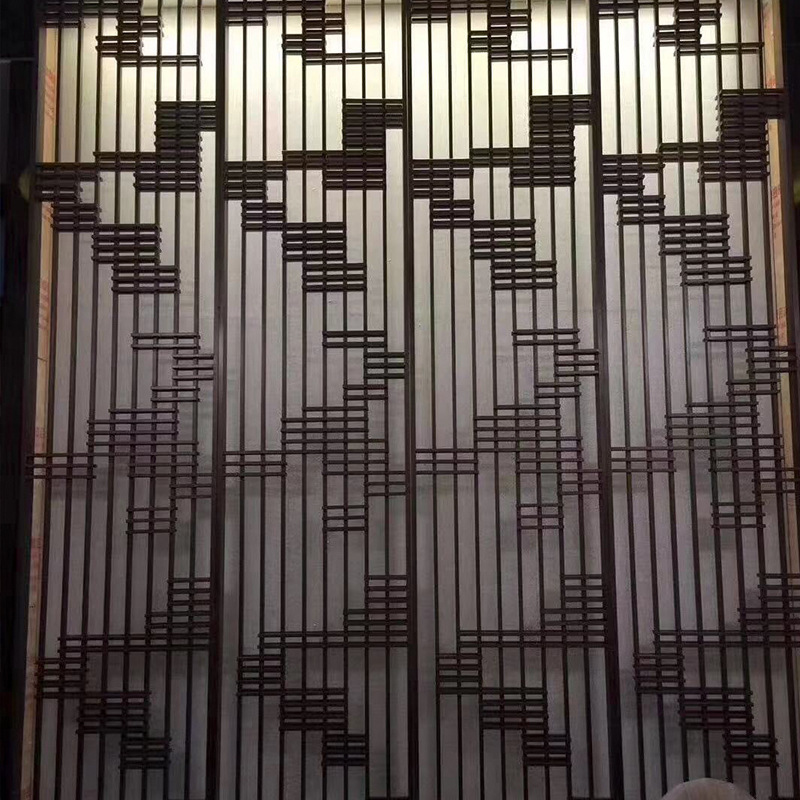 不銹鋼假山屏風(fēng)背景墻隔斷鏤空輕奢入戶現(xiàn)代玄關(guān)新中式酒店裝飾