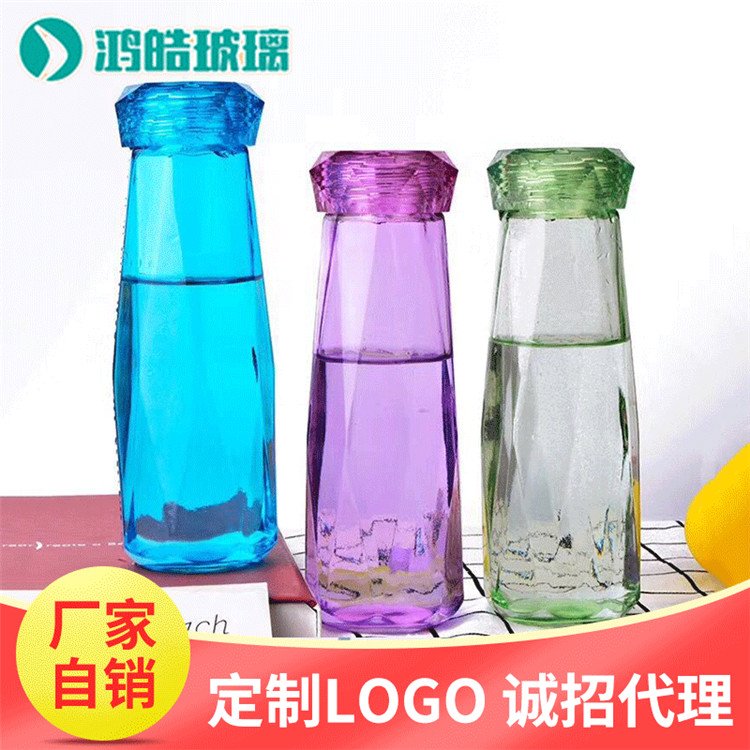 鴻皓創(chuàng)意鉆石杯 禮品 廣告 糖果色 無鉛玻璃隨手水杯廠家,定制, 發(fā)貨