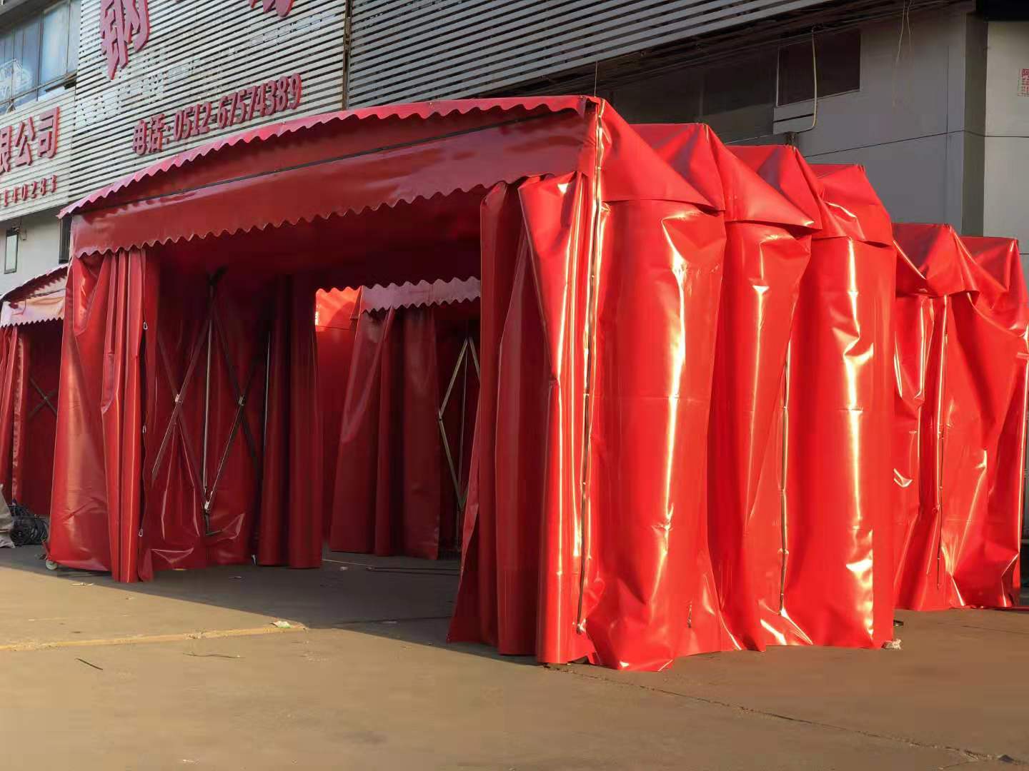 大型雨棚戶外排檔帳篷收縮遮陽停車活動(dòng)倉庫電動(dòng)伸縮雨蓬