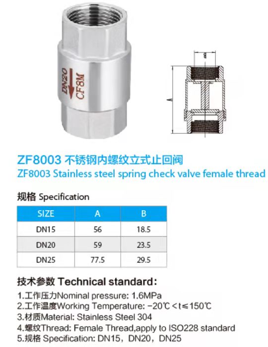 不銹鋼立式止回閥