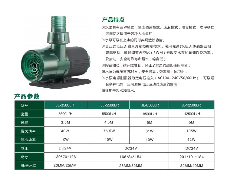 藍魚靜音變頻水泵魚缸池小型潛水底吸抽水泵海水淡水陸兩用循環(huán)