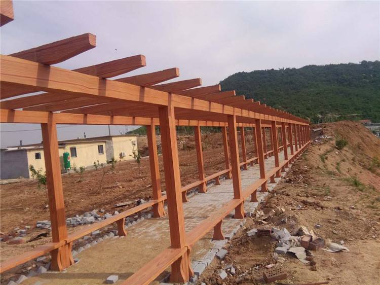 桂林沃德園林水泥仿木花架仿木護(hù)欄制作廠家